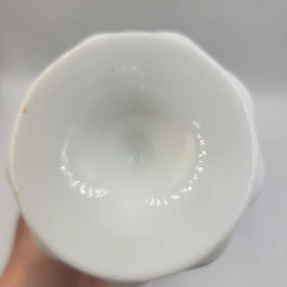 Westmoreland Milk Glass Hand Painted Grape Fluted Vase/ Vintage Milk Glass Vase